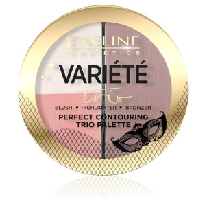 Палетка для лица Eveline VARIETE тон 02 бежевый, розовый, темно-бежевый Скульптурирующая пудра румяна хайлайтер 10 гр