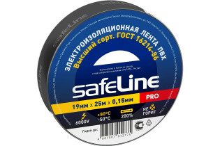 Лента клейкая электроизоляционная SafeLine Pro черный 19 мм х 25 м