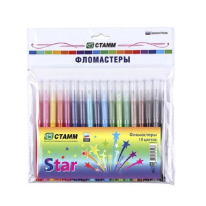 Фломастеры Стамм Star 18 цв смываемые 