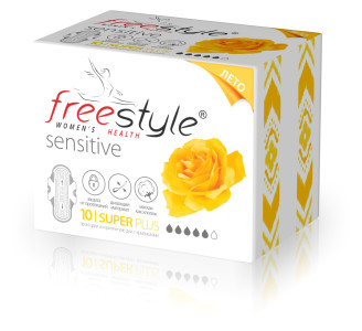 Прокладки гигиенические FreeStyle SUPER PLUS Sensitive soft 10 шт 5 капель