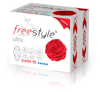 Прокладки гигиенические FreeStyle SUPER PLUS Ultra dry 10 шт 5 капель