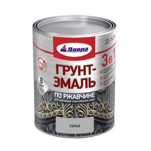 Грунт-эмаль Диола 3 в 1 по ржавчине серый 0.8 кг