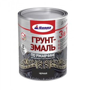 Грунт-эмаль Диола 3 в 1 по ржавчине черный 1.7 кг