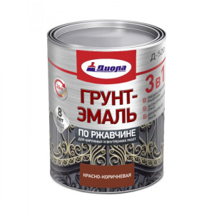 Грунт-эмаль Диола 3 в 1 по ржавчине красно-коричневый 0.8 кг