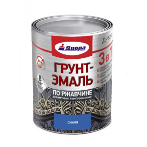 Грунт-эмаль Диола 3 в 1 по ржавчине синий 0.8 кг