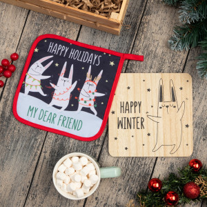 Кухонный набор Доляна Happy winter подставка и прихватка  - 1