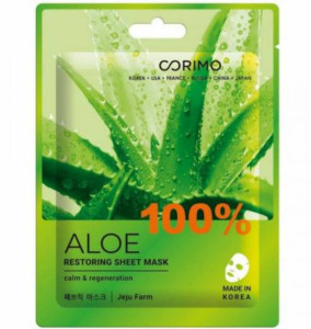 Маска для лица Corimo Тканевая восстановление 100% Алое 22 гр