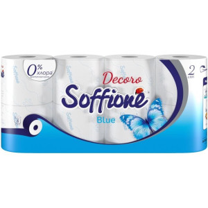 Туалетная бумага Soffione Decoro Blue 2-х слойная 8 рулонов