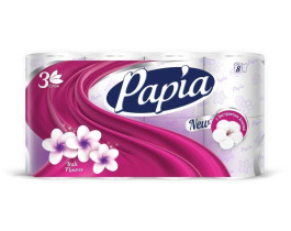 Туалетная бумага Papia Балийский цветок 3-х слойная 8 рулона