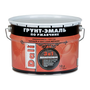 Грунт-эмаль Dali С молотковым эффектом по ржавчине 3 в 1 серый 10 л - 1