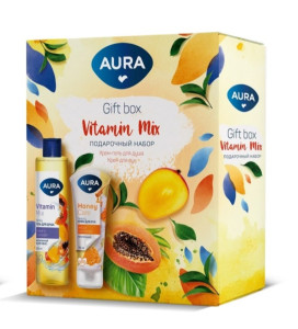 Подарочный набор Aura Vitamin Mix Гель для душа Манго и папайя 250 мл, крем для рук Питательный 75 мл