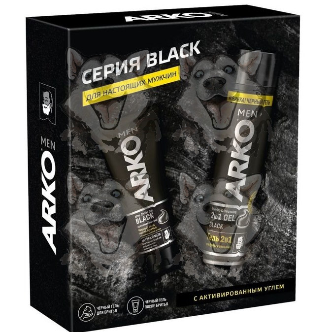 Подарочный набор Arko Black Пена для бритья 200 мл, гель