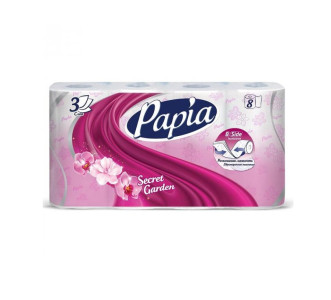 Туалетная бумага Papia 3-х слойная белая 8 рулонов