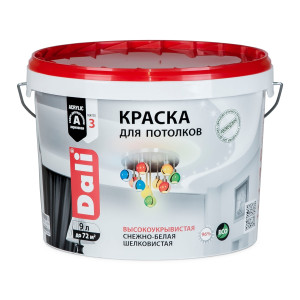 Краска Dali для потолков акриловая глубокоматовая снежно-белая 9 л 