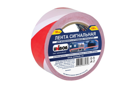 Лента сигнальная Unibob красно-белый 50 мм х 150 м