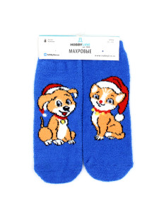 Носки Hobby Line женские махра-пенка Кошка и собака размер 36-40