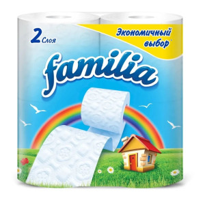 Туалетная бумага Familia Радуга 2-х слойная белая 4 рулона