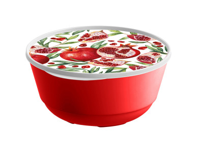 Миска Idiland Bergamo с крышкой с декором цвет красный 1 л