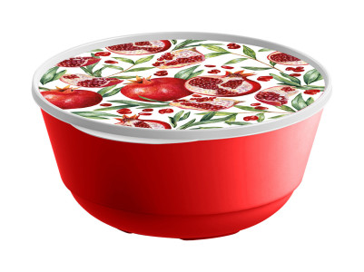 Миска Idiland Bergamo с крышкой с декором цвет красный 2 л