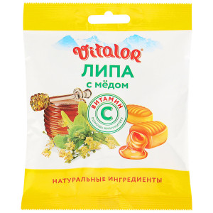 Виталор липа с медом леденцовая карамель со вкусом липы с медом. 60 г