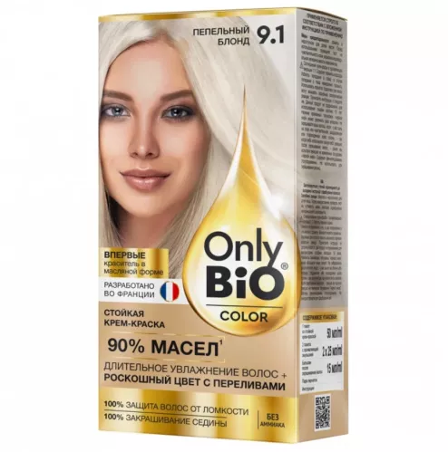 Крем-краска для волос Only Bio Color стойкая тон 9.1 Пепельный блонд 115 мл – 2