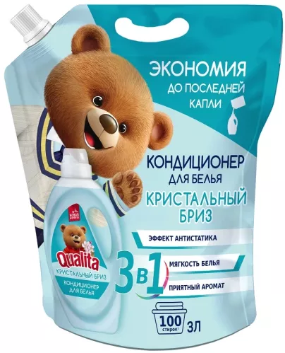 Кондиционер для белья Qualita Care&Refresh Morning Freshness с антистатическим эффектом мягкая упаковка 3 л – 1