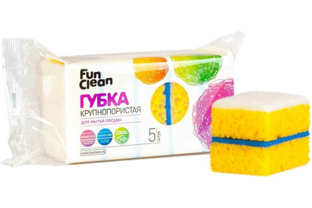 Губка для посуды Fun Clean крупнопористая 5 шт