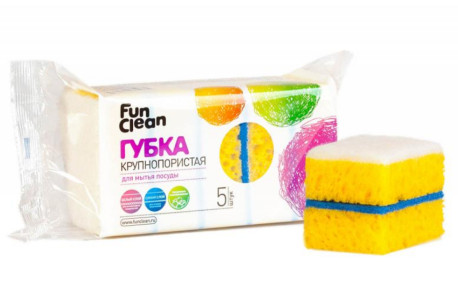 Губка для посуды Fun Clean Eco крупнопористая 5 шт
