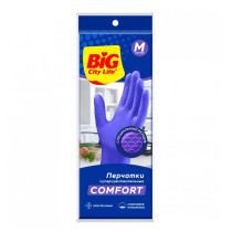 Перчатки хозяйственные Big City Life латексные суперчувствительные фиолетовый размер M