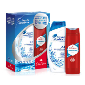 Подарочный набор Head&Shoulders Шампунь 2в1 основной уход 200 мл и Гель для душа Old Spice 250 мл