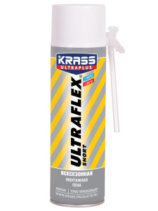 Пена монтажная Krass Ultraflex Short бытовая всесезонная 500 мл