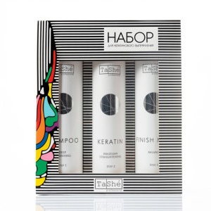 Подарочный набор Tashe professional Brazilian Keratin Шампунь Кератиновое выпрямление 300 мл, состав для кератинового выпрямления 300 мл и маска 300 мл - 1