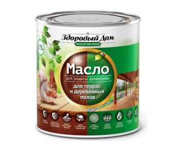Масло для террас и деревянных полов ЗДОРОВЫЙ ДОМ серо-голубой 0,75л Л-С (6)