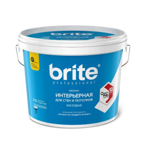 Краска Brite Professional для стен и потолков матовая база С 9 л