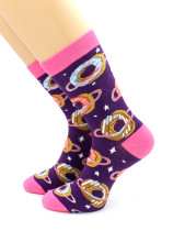 Носки Hobby Line унисекс Космические пончики фон фиолетовый размер 36-40