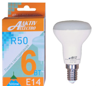 Лампа светодиодная  АктивЭлектро Regular LED-R50 6Вт 220-240В E14 4000К 540Лм