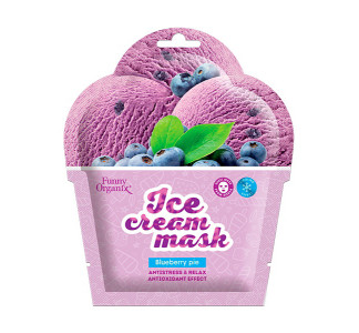 Маска для лица Funny Organix Ice Cream Охлаждающая тканевая Прохладный релакс Blueberry Pie 22 гр