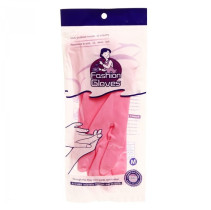 Перчатки хозяйственные Fashion Gloves повышенной прочности розовые pvc M