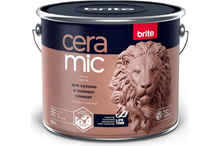 Краска Brite Ceramic для кухонь ванных комнат шелковисто-матовая база А 9 л
