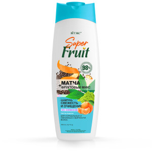 Шампунь для волос Витэкс SuperFruit Свежесть и Очищение Матча + фруктовый микс без силиконов 500 мл