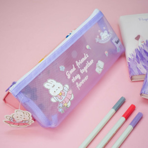 Пенал iLikeGift Flower bunny цвет фиолетовый