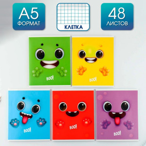 Тетрадь ArtFox Study Boo! внутренний блок №1 в ассортименте А5 48 л клетка 
