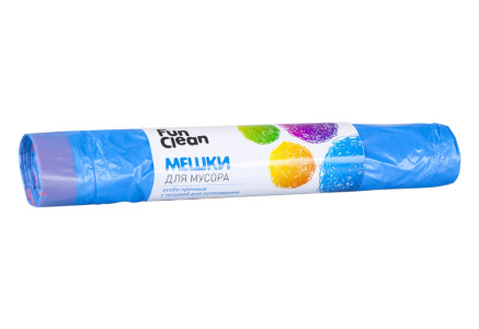 Мешки для мусора Fun Clean суперпрочные тесьма для затягивания голубой 15 шт 35 л