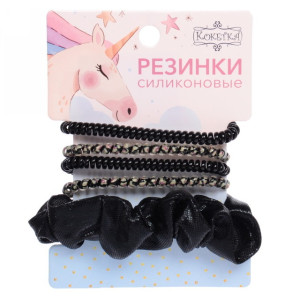 Резинки для волос Кокетка The Star Collection Единороги цвет черный 5 шт