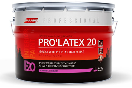 Краска Parade Prolatex Е20 интерьерная база А полуматовая латексная 0.9 л