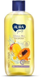 Гель для душа AURA 250мл Манго-Папайя дой-пак