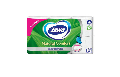 Туалетная бумага Zewa Natural Comfort 3-х слойная 6 рулонов