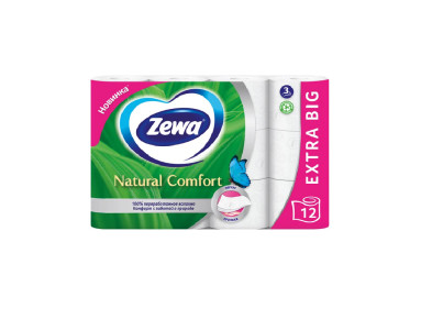 Туалетная бумага Zewa Natural Comfort 3-х слойная 12 рулонов