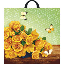 Пакет Желтые розы 44х44 см 70 мк