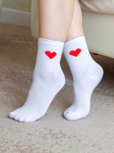 Носки iLikeGift Two hearts цвет белый размер 35-40